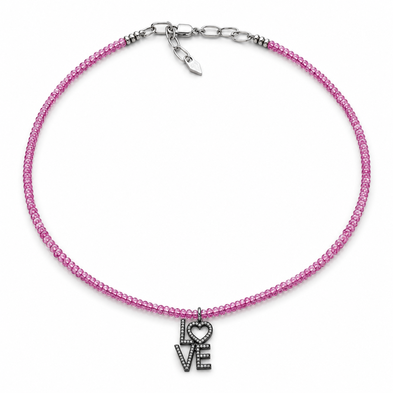 Pink Sapphire LOVE Necklace
